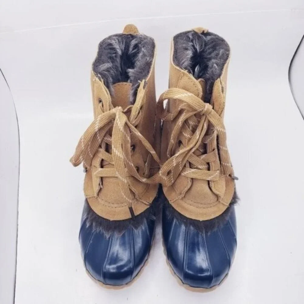 Sporto Phoebe Leather Faux Fur Lined Winter Rain Snow Duck Boots Women's Size 6